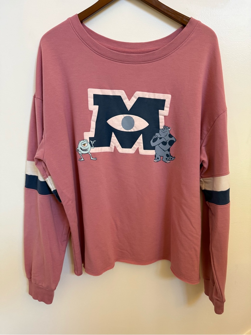 Disney Pink Monsters University Crewneck Sweatshirt with Navy Collegiate M